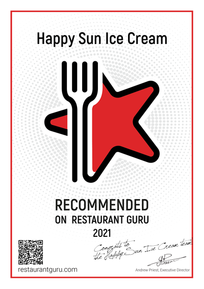 2021 Restaurant Guru Recommended Badge Happy Sun Icecream