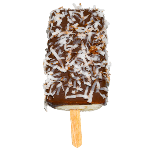 Homemade Ice Cream Menu - Chocolate Covered vanilla ice cream bar with Coconut - Esquimal de Coco | Happy Sun Ice Cream