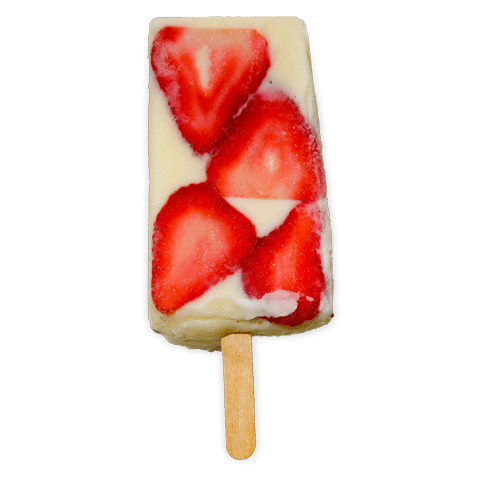 Homemade Ice Cream - Strawberries and Cream Popsicle - Paleta de Fresas con Crema | Happy Sun Ice Cream